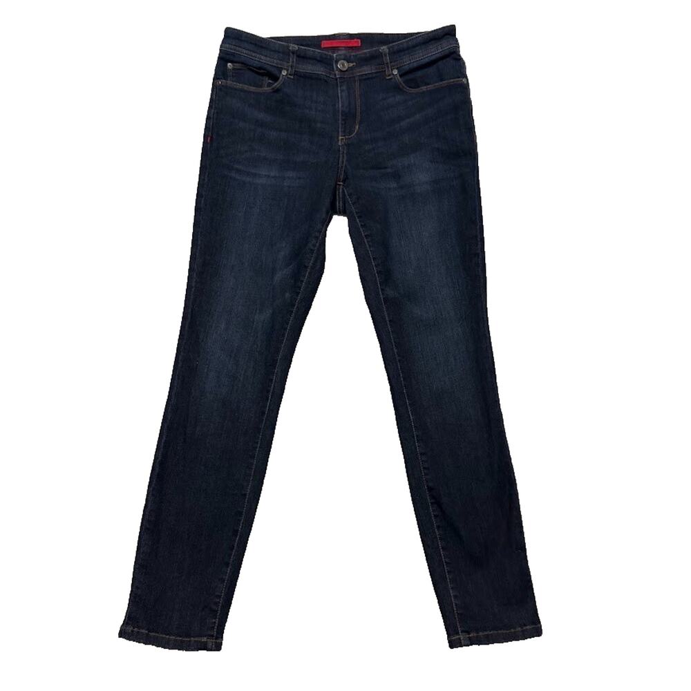 L.L.Bean True Shape Jeans Favorite Fit Mid Rise Slim Leg Dark Wash Denim Size 8